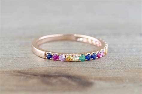 Rainbow Multi Color Gemstone Ring Rr010036 Brilliant Facets