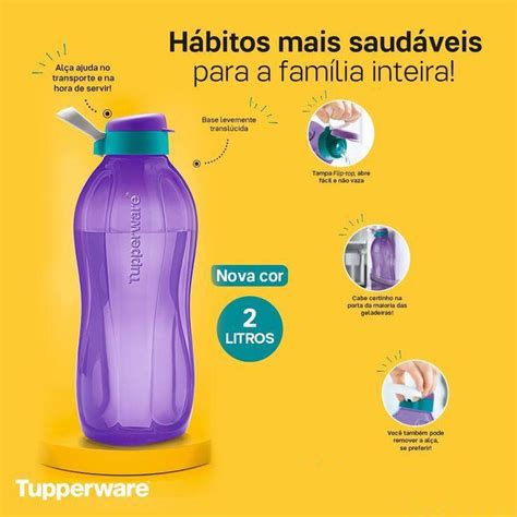 Eco Tupper Garrafa Plus 2 Litros Flip Top Tupperware Garrafa