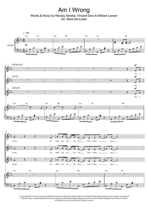 Am I Wrong Arr Mark De Lisser By Nico Vinz Sheet Music For Sat