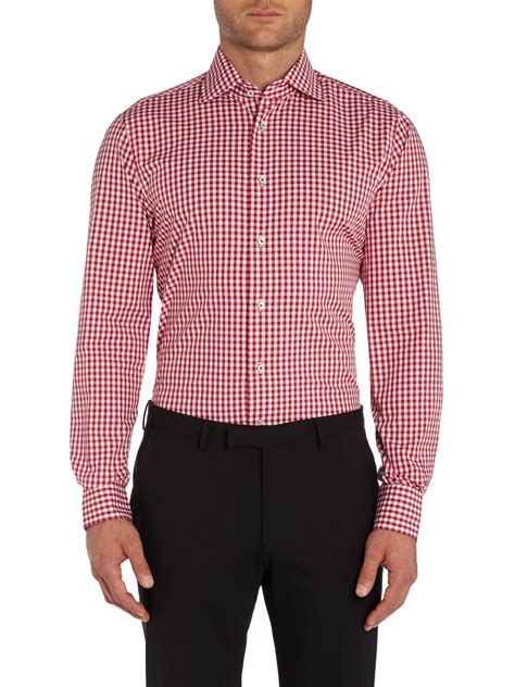 Lyst Tommy Hilfiger Slim Fit Gingham Shirt In Red For Men