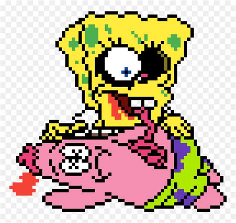 Spongebob Eating Patrick - Pixel Art Spongebob Easy, HD Png Download - vhv