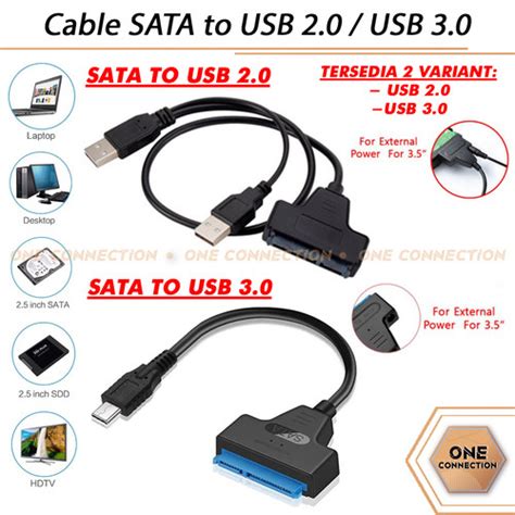 Jual Cable Kabel SATA To USB 2 0 SATA Ke USB3 0 HDD SSD Adapter