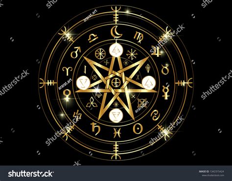 Símbolo Wiccan de protección Mandala dorada vector de stock libre de