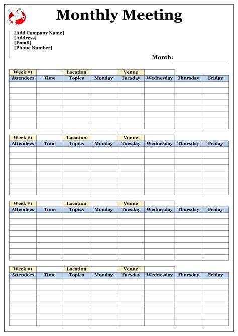 Monthly Meeting Schedule Template by James Andrew - Issuu