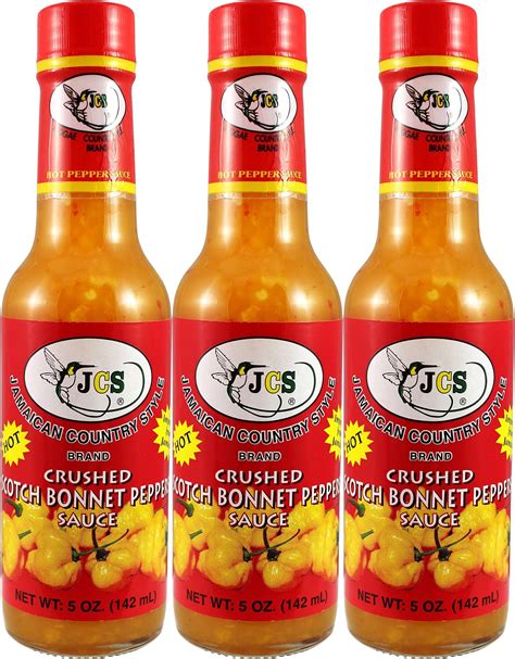 Amazon JCS Hot Scotch Bonnet Pepper Sauce Pack Of 3 5 Oz Jars Grocery Gourmet Food