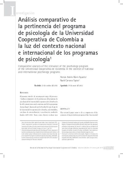 Análisis comparativo de la pertinencia del programa de psicología de la