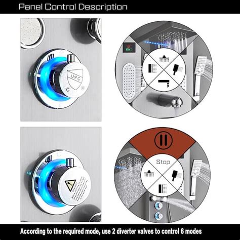 Buy 55 In 5 Jet Shower Panel System With Led Rainfall Mist Shower Head