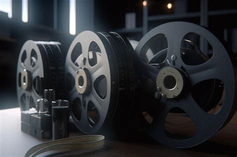 Premium AI Image | A set of reels of film reels sit on a table, one of which is labeled'the film