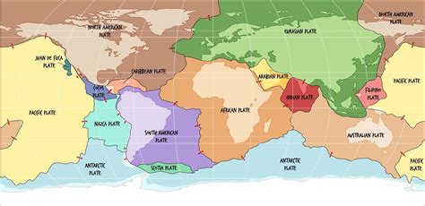 Carte Du Monde Montrant Les Limites Des Plaques Tectoniques Art