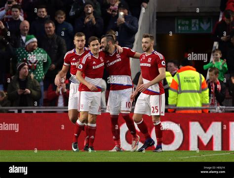 Middlesbrough S Alvaro Negredo Centre Celebrates Scoring His Side S