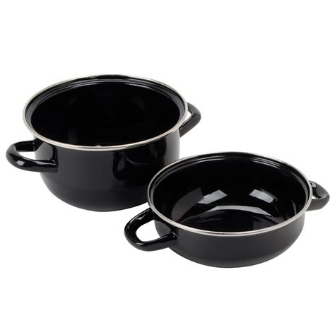 Matfer Bourgeat 070974 15 Qt Black Enameled Steel Mussel Pot With Lid