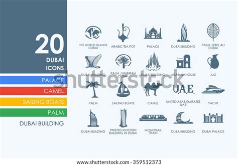 Set Dubai Icons Stock Vector Royalty Free 359512373