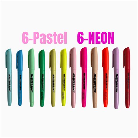 Kit Marca Texto Neon Pastel Masterprint Ponta Chanfrada