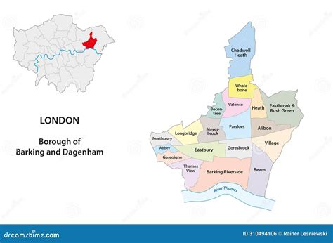 Vector Map Borough of Barking and Dagenham, London, UK Stock Vector ...