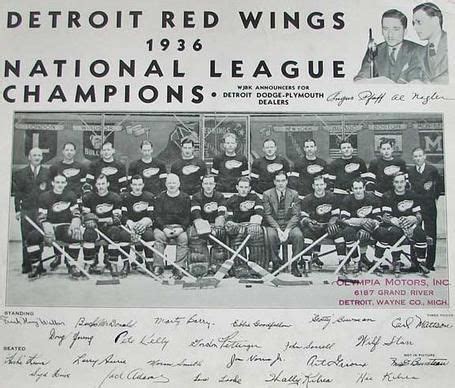 1936 Detroit Red Wings team photo. This was the year of the Wings ...