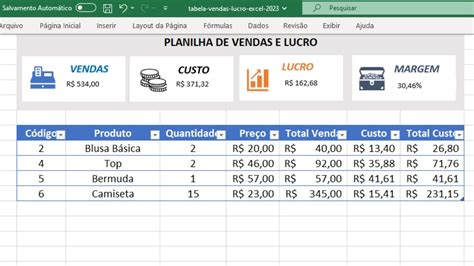 Como Montar Uma Tabela De Vendas E De Lucro No Excel Passo A Passo