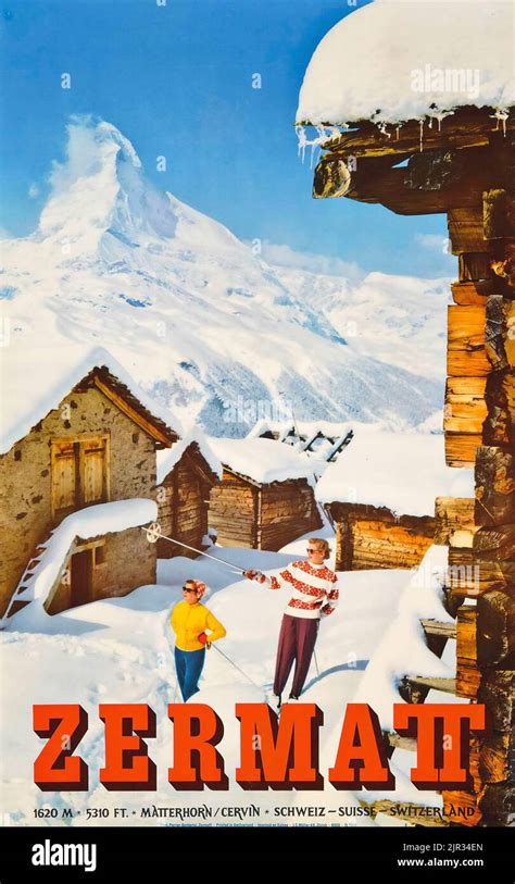 Vintage Reise Poster Schweiz Zermatt Fotos Und Bildmaterial In Hoher