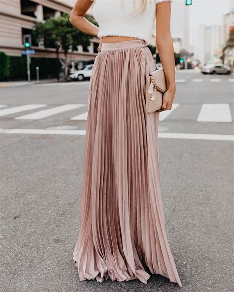 Full Of Grace Pleated Maxi Skirt Champagne With Images Long