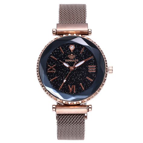 Woman Mesh Magnet Buckle Starry Sky Watch Casual Women Geometric