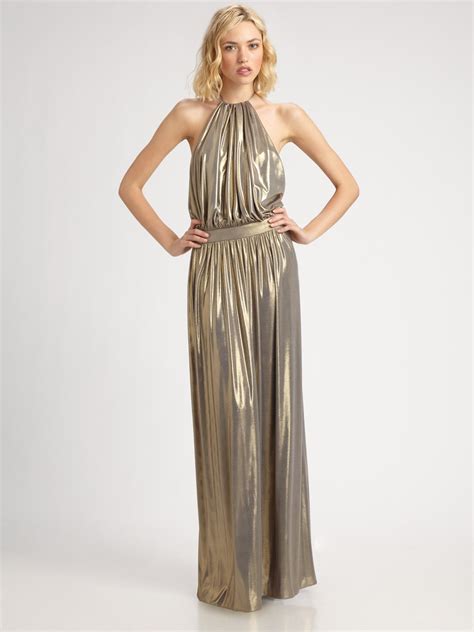 Lyst Tibi Metallic Halter Dress In Metallic