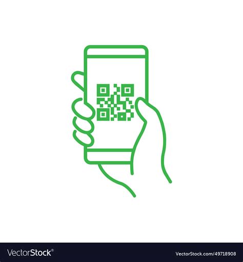 Eps10 Green Qr Code Scanning Icon In Smartphone Vector Image