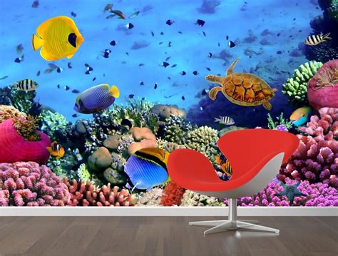 Adesivo Peixe Aquário Decoração Painel Fundo Do Mar Mod04 R 99 00 em