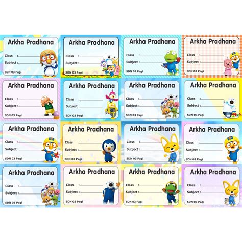 Jual Pororo Label Stiker Buku Nama Kelas Mapel Custom Shopee Indonesia