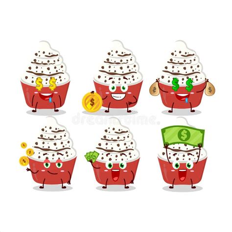 Ijsje Vanilla Cup Cartoon Met Schattig Emoticon Brengt Geld Mee Vector