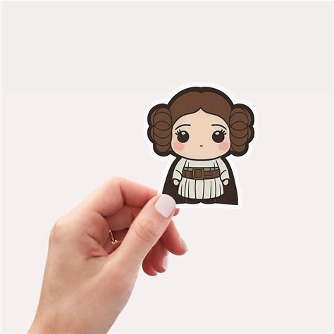 Cute Cartoon Princess Leia Sticker Etsy