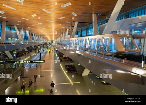 Elevated Passenger Shuttle Train In Terminal Building At Hamad International Airport In Doha