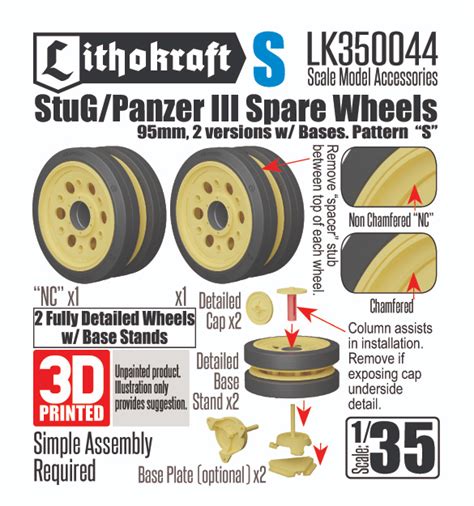 StuG Panzer III Spare Wheels 95mm 2 Versions With Bases Pattern S