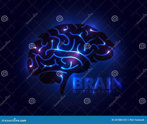 Digital Brain Concept Template For Artifical Intelligence Banners Or