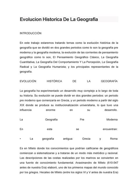 Evolucion Historica De La Geografia Evolucion Historica De La