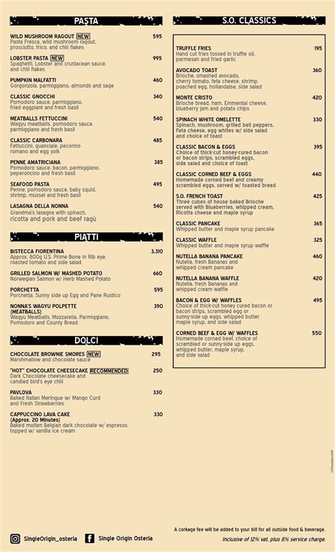 Menu At Single Origin Salcedo Cafe Makati Salcedo Village