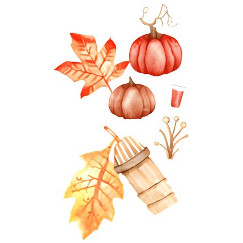 Watercolor Clip Art Set Autumn Leaves And Harvesting Creative Fabrica