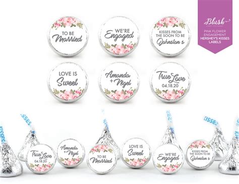 108 Personalized Hersheys Kisses Stickers Engagement Party Etsy Canada