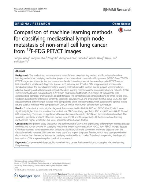 Comparison Of Machine Learning Methods For Classifying Mediastinal Lymph Node Metastasis Of Non