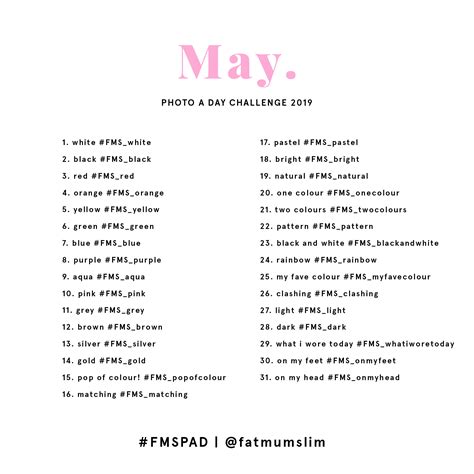 May Photo A Day List 2019 Fat Mum Slim