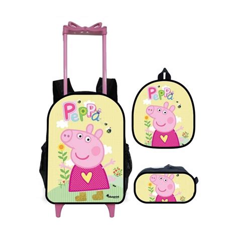 Peppa Pig Mochila Rodinhas Lancheira T Rmica E Estojo Shopee Brasil