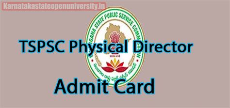 TSPSC Physical Director Admit Card 2024 Released Today All Updates