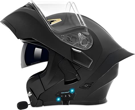 Zhtbate Casco Da Bluetooth Motociclista Integrato Con Doppia Visiera Antinebbia Approvato Ece