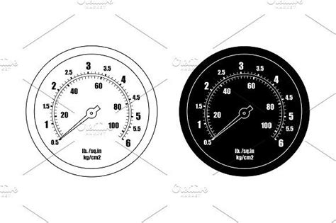 Pressure Gauge Bar Icon Vector Gauges Silhouette Illustration