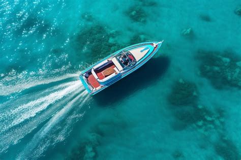 Premium Ai Image Speed Boat Floating Turquoise Water