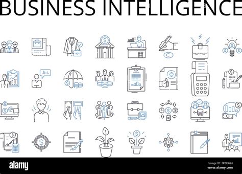 Business Intelligence Line Icons Collection Market Analysis