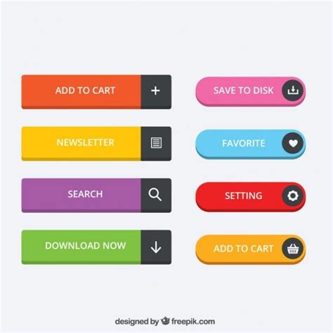 Colored website buttons Premium Vector Media Design, Ui Design, Buttons ...