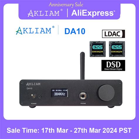 AkLIAM DA10 Dual ES9038Q2M DAC QCC5125 Bluetooth LDAC DSD512 Audio