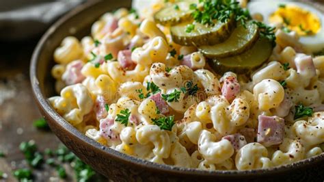 Classic Pasta Salad Try This Classic Macaroni Salad With Ham Eggs Pickles And Tangy Mayo