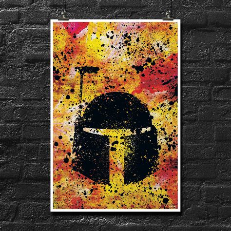 Boba Fett Splash Art Water Color Retro 18x12 Inch Poster By