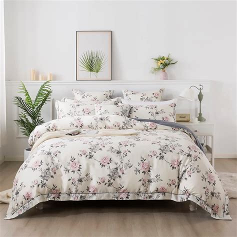 Amazon FADFAY Duvet Cover Set Queen Vintage Rose Floral Bedding