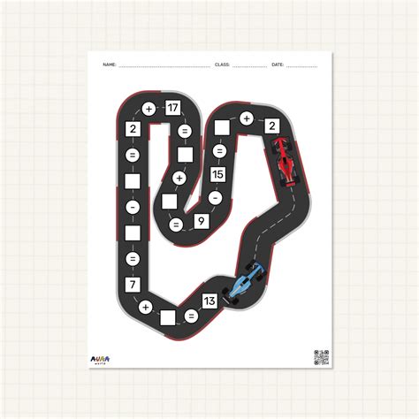 Formula Race Car Themed Printable Math Worksheet Auaa World